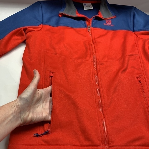 Salomon Soft Shell Advanced Skin Jacket Full Front Zipper Red/Blue Size Small - Picture 4 of 12